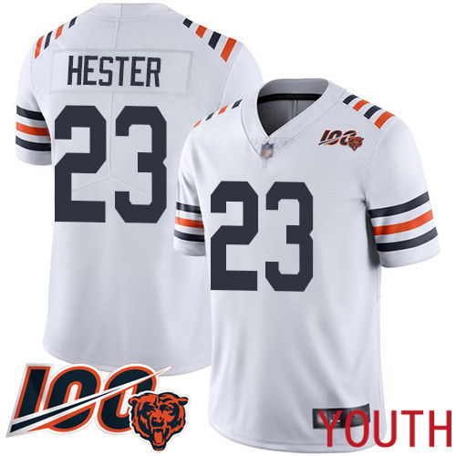 Chicago Bears Limited White Youth Devin Hester Jersey NFL Football #23 100th Season->chicago bears->NFL Jersey